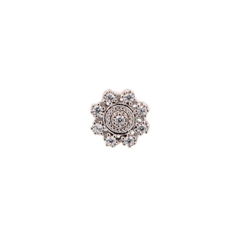 White Gold Studs Filigree Crystal Flower Earring The Curated Lobe14k gold14k gold topcartilage