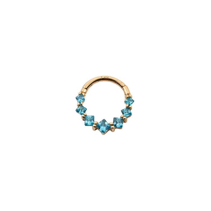 Yellow Gold Hoops Blue Crystal Clicker Hoop The Curated Lobe14k goldbluecartilage