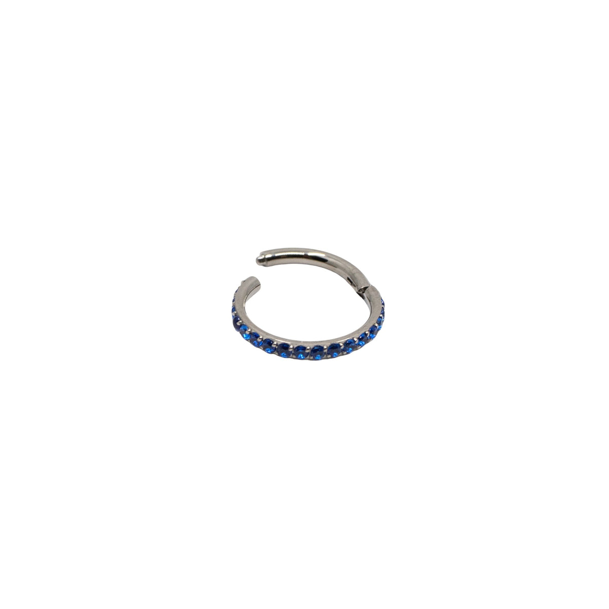 Silver with Blue Hoops Bottom-Facing Crystal Clicker Hoop The Curated Lobeblackcartilagecartilage jewelry