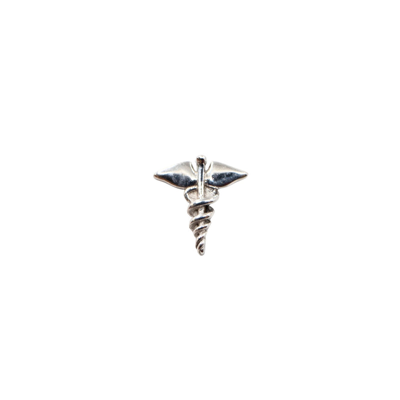 White Gold Studs Caduceus Earring The Curated Lobe14k gold14k gold topcaduceus