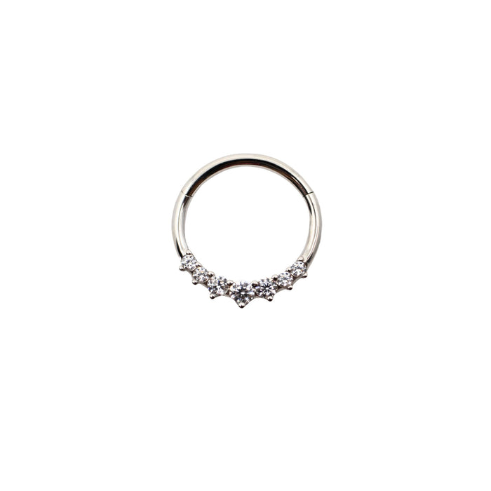 White Gold Hoops Clicker Hoop With Dainty Crystals The Curated Lobe14k goldcartilagecartilage jewelry