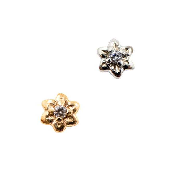 Yellow Gold Studs Crystal Flower Earring The Curated Lobe14k gold14k gold topcartilage