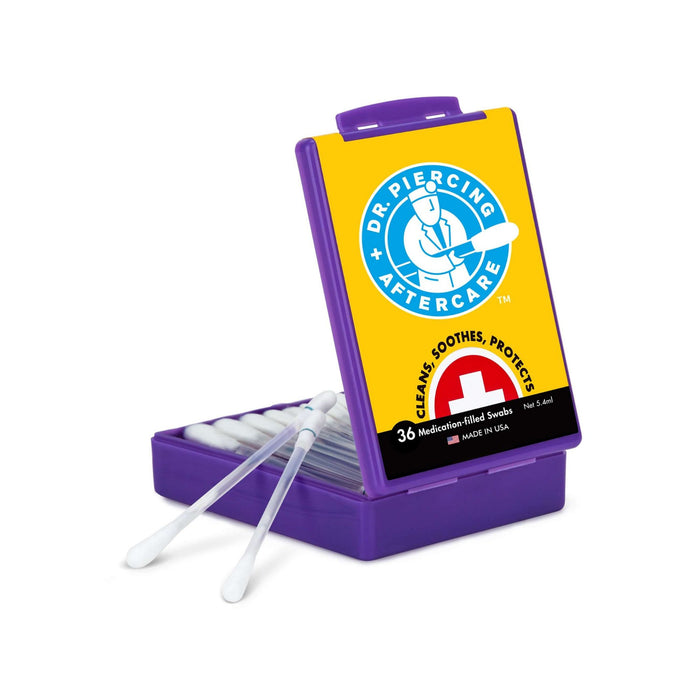 Single Pack (36 swabs) Piercing Aftercare Dr. Piercing Aftercare Swabs The Curated Lobeaftercarecleaning solutiondr piercing