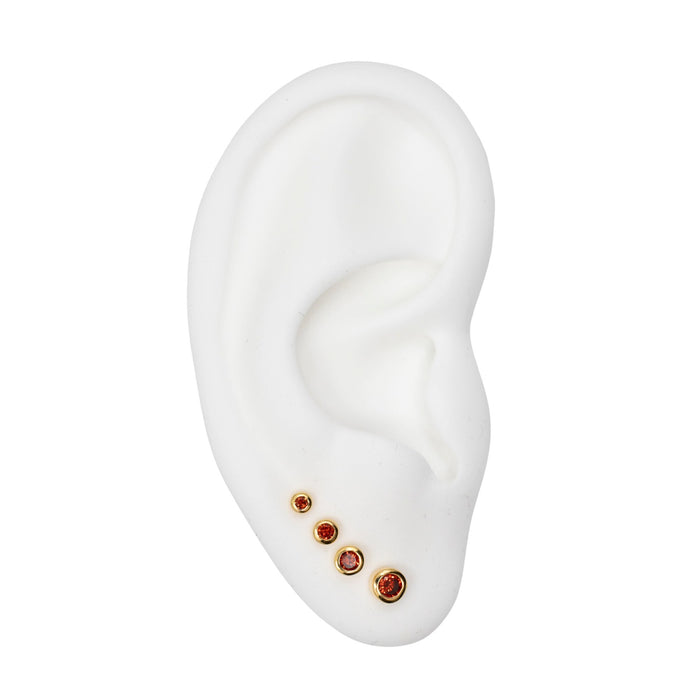 Yellow Gold Studs Graduated Garnet Stud Earring Set The Curated LobeBirthstone Stud EarringsGarnet Studsgold vermeil
