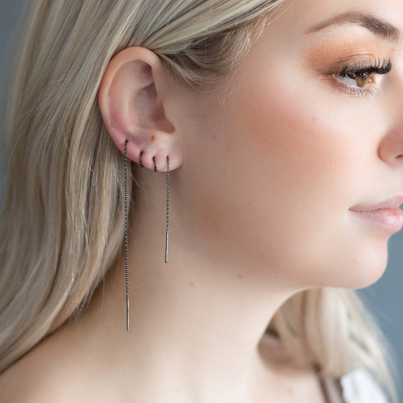 Silver Threader Earrings - Ultra Long Threader - The Curated Lobe