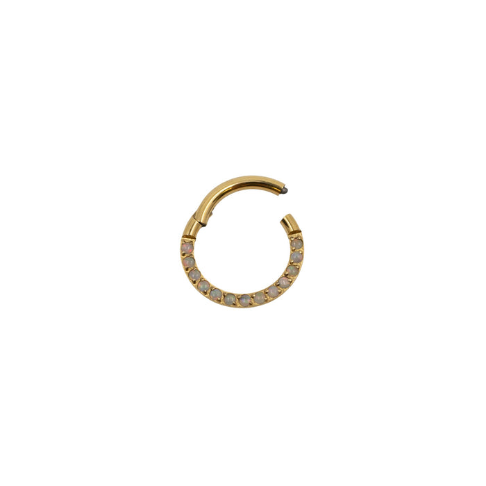 Yellow Gold Hoops Pave Opal Daith Clicker Hoop The Curated Lobecartilagecartilage jewelryclicker hoop
