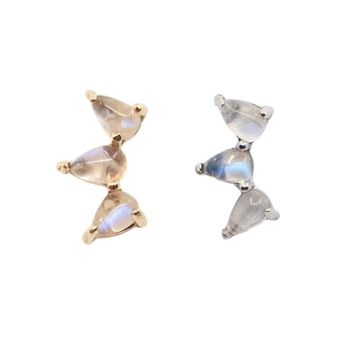 Yellow Gold Threadless Tops Rainbow Moonstone Fan Earring The Curated Lobe14k gold14k gold topcartilage