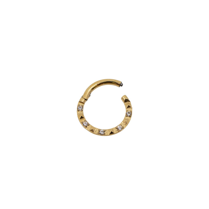 Yellow Gold Hoops Side-Facing Crystal Peaked Clicker Hoop The Curated Lobecartilagecartilage jewelryclicker hoop