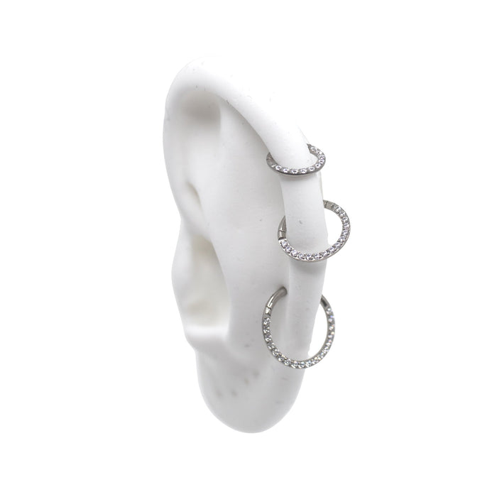 8mm Hoops Side-Facing Pave Crystal Clicker Hoop The Curated Lobecartilagecartilage jewelryclicker hoop