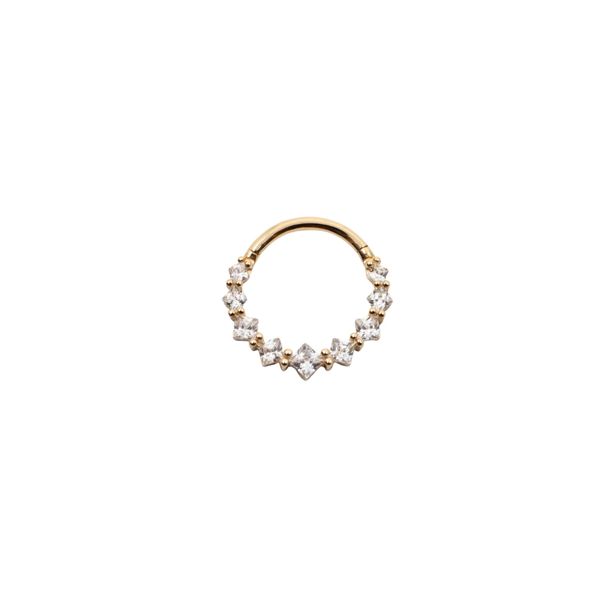 Yellow Gold Hoops White Crystal Clicker Hoop The Curated Lobe14k goldcartilagecartilage jewelry