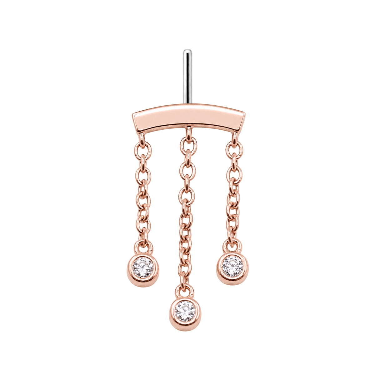 3-Crystal Chandelier Floating or Vertical Helix Earring