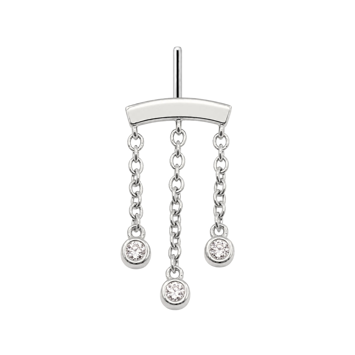 3-Crystal Chandelier Floating or Vertical Helix Earring