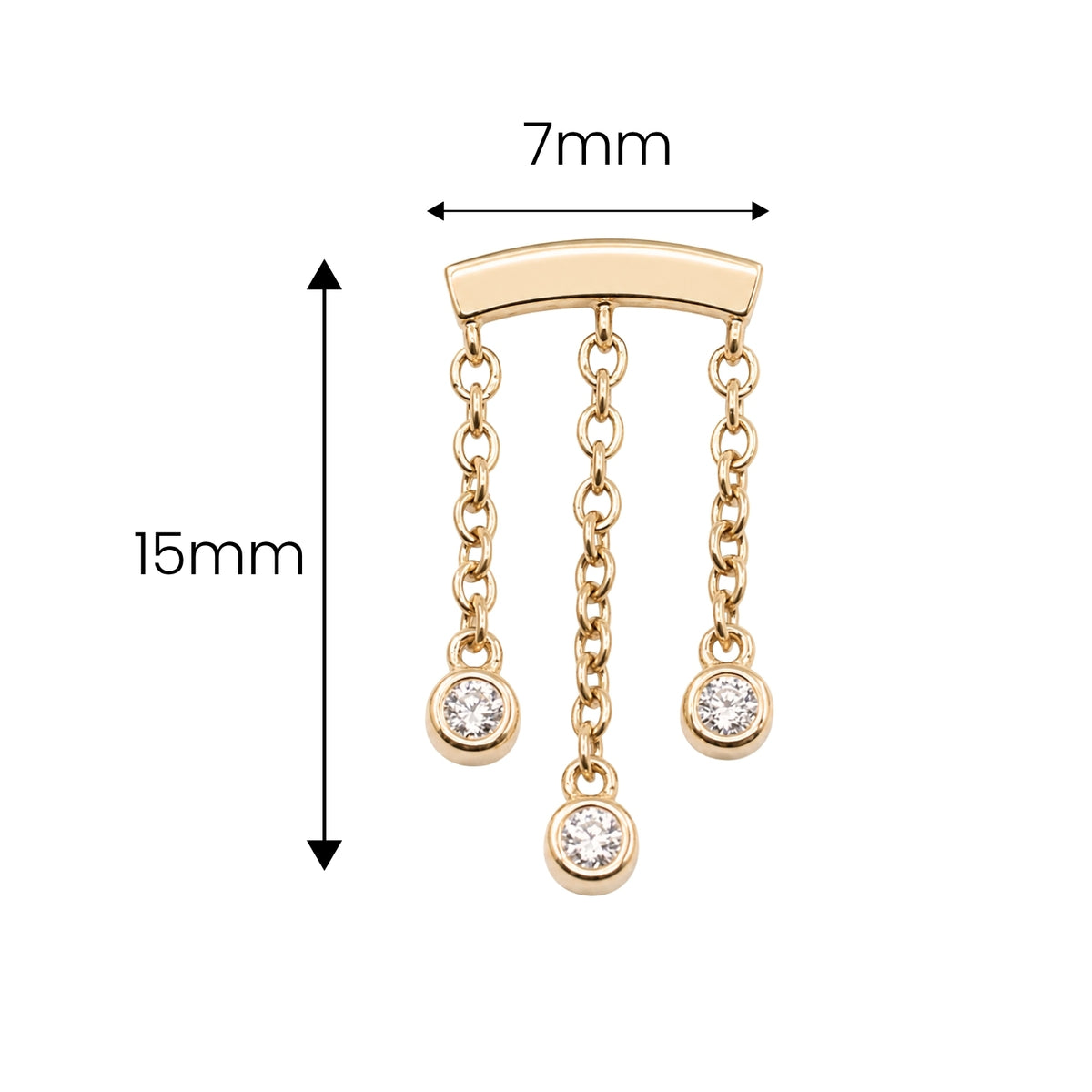 3-Crystal Chandelier Floating or Vertical Helix Earring