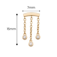 3-Crystal Chandelier Floating or Vertical Helix Earring