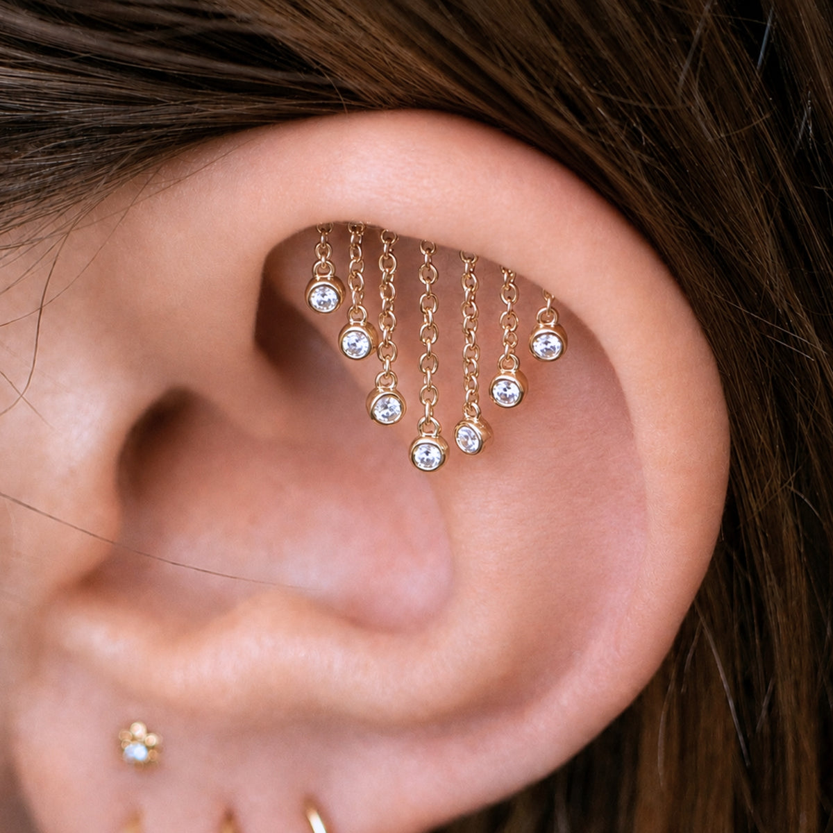 7-Crystal Chandelier Floating or Vertical Helix Earring