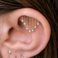 7-Crystal Chandelier Floating or Vertical Helix Earring