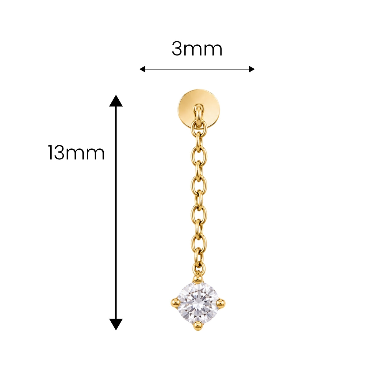 Single Crystal Dangle Vertical Helix Earring