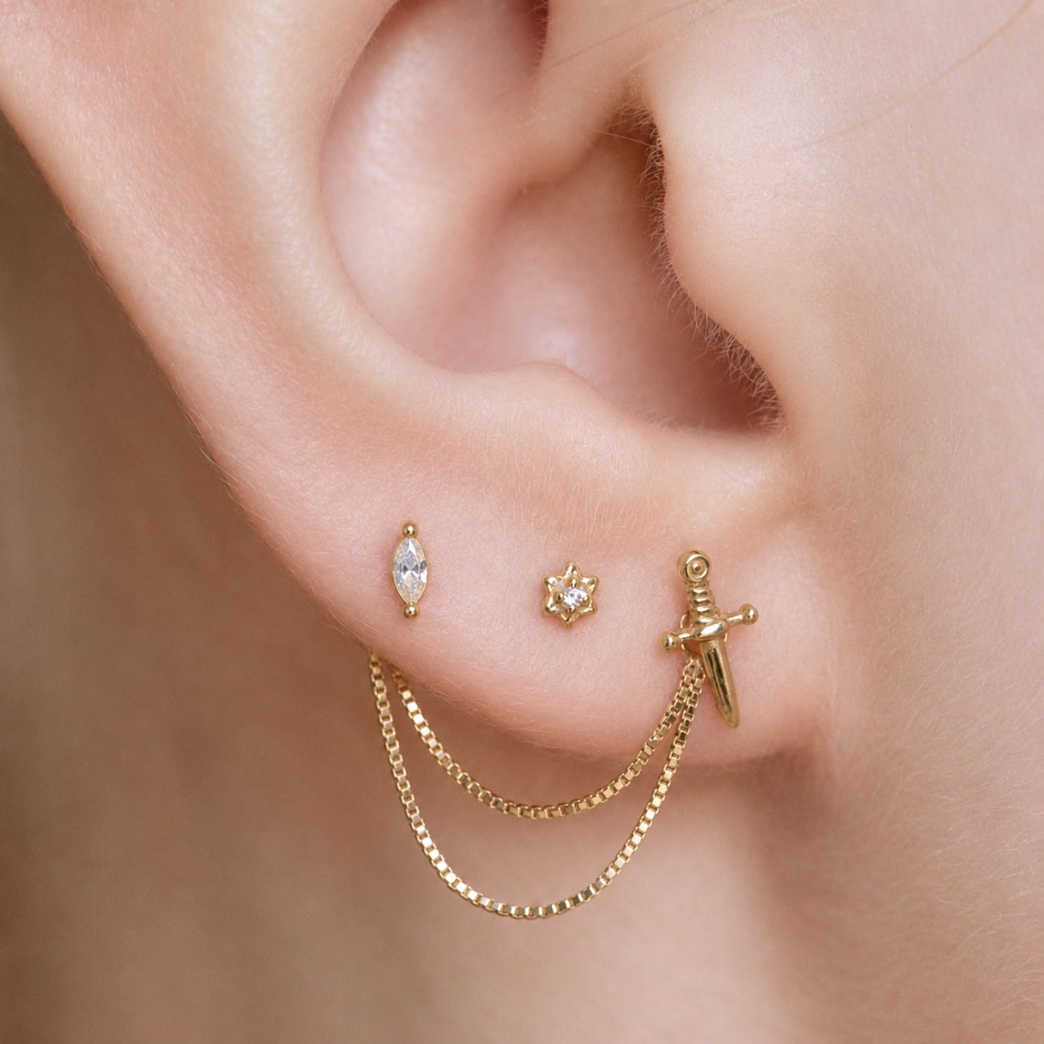 Gold Double Box Chain Earring Connector – The Curated Lobe