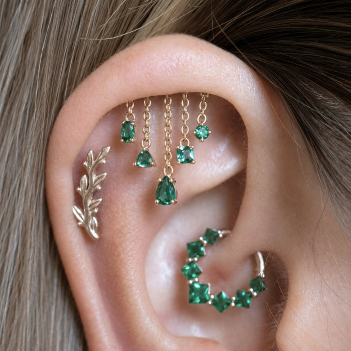 Emerald Multi-Cut Chandelier Earring
