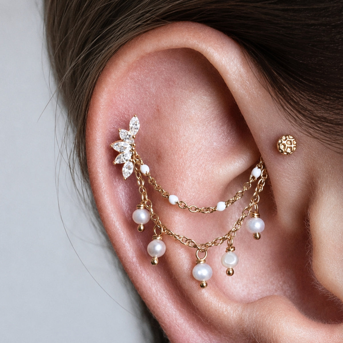 Long Crystal Fan Earring