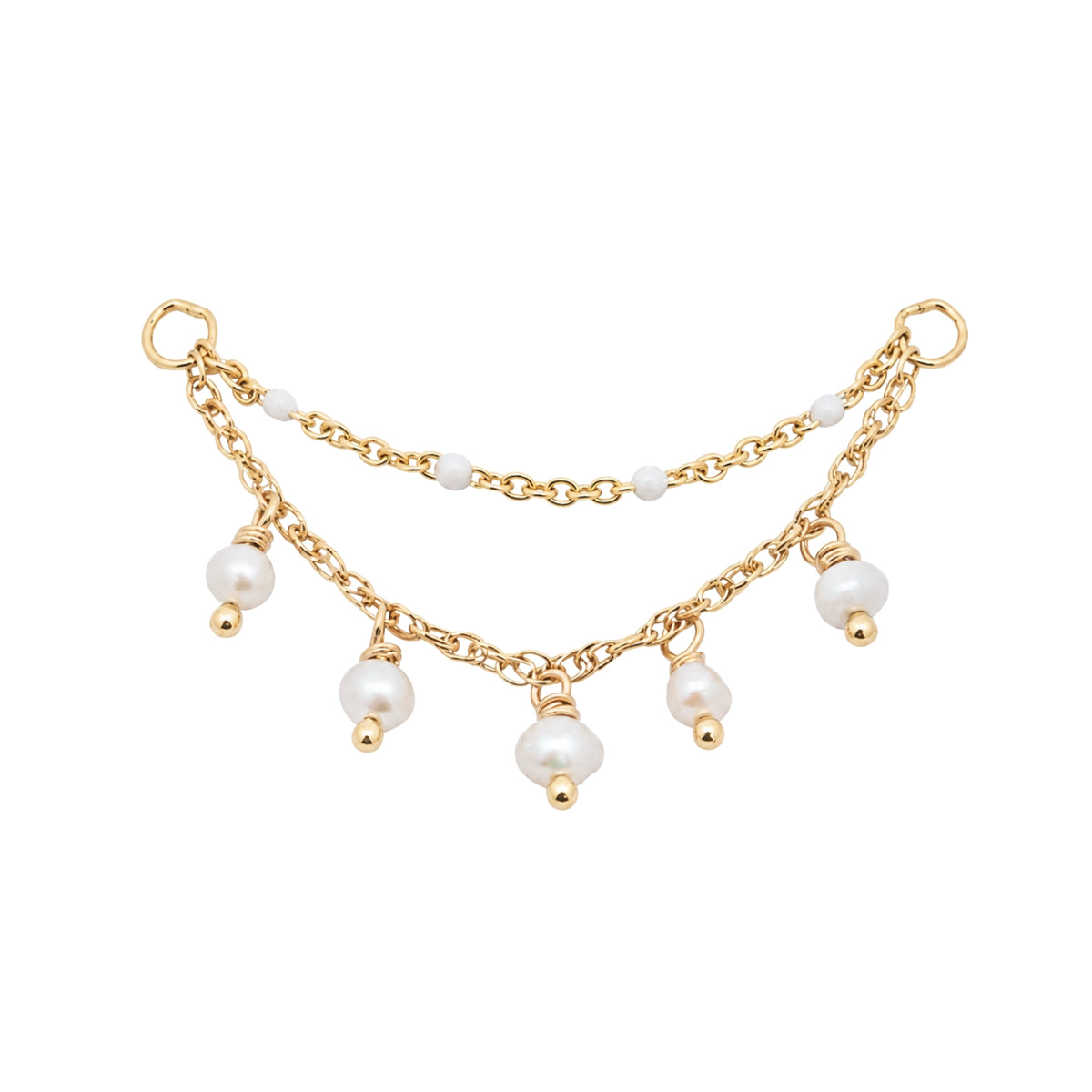 Double Pearl and White Enamel Chain Connector