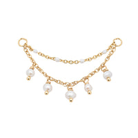 Double Pearl and White Enamel Chain Connector