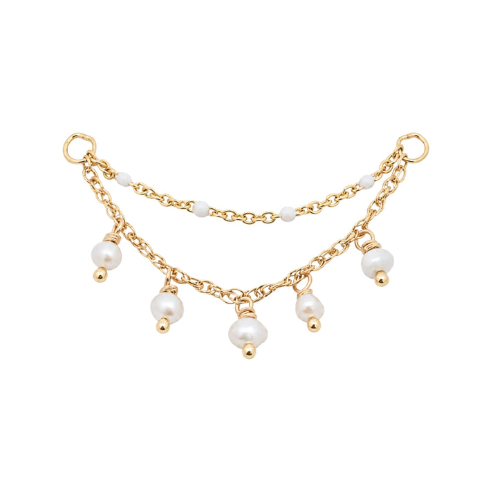 Double Pearl and White Enamel Chain Connector