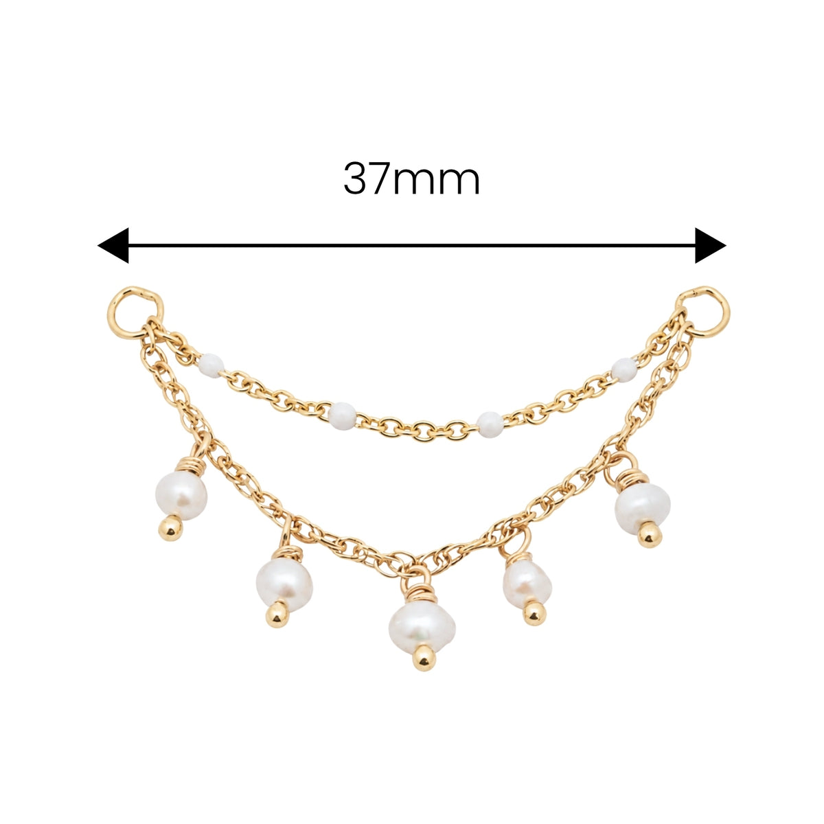 Double Pearl and White Enamel Chain Connector