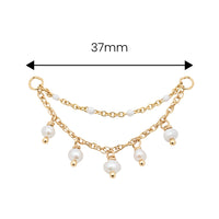 Double Pearl and White Enamel Chain Connector
