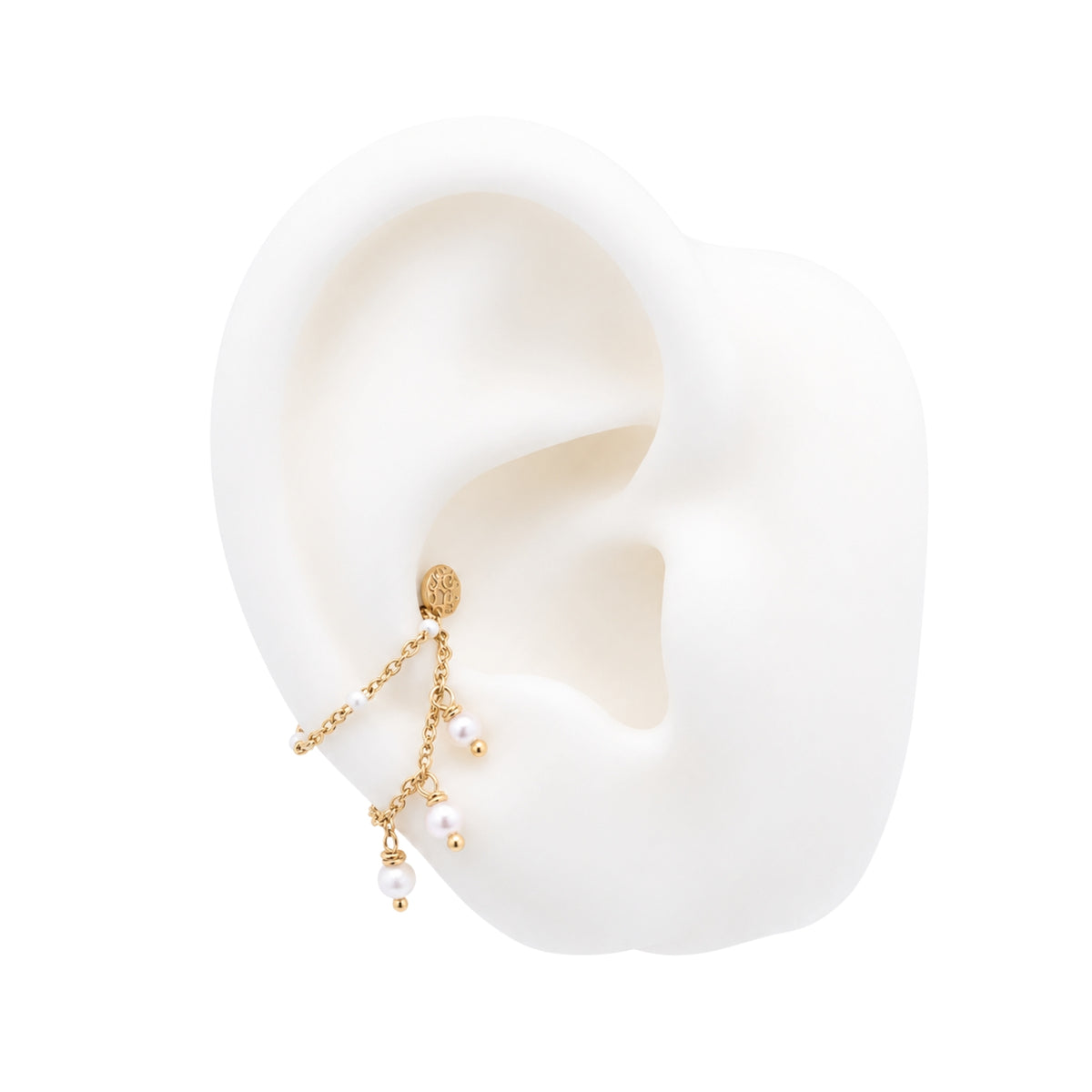 Double Pearl and White Enamel Chain Connector