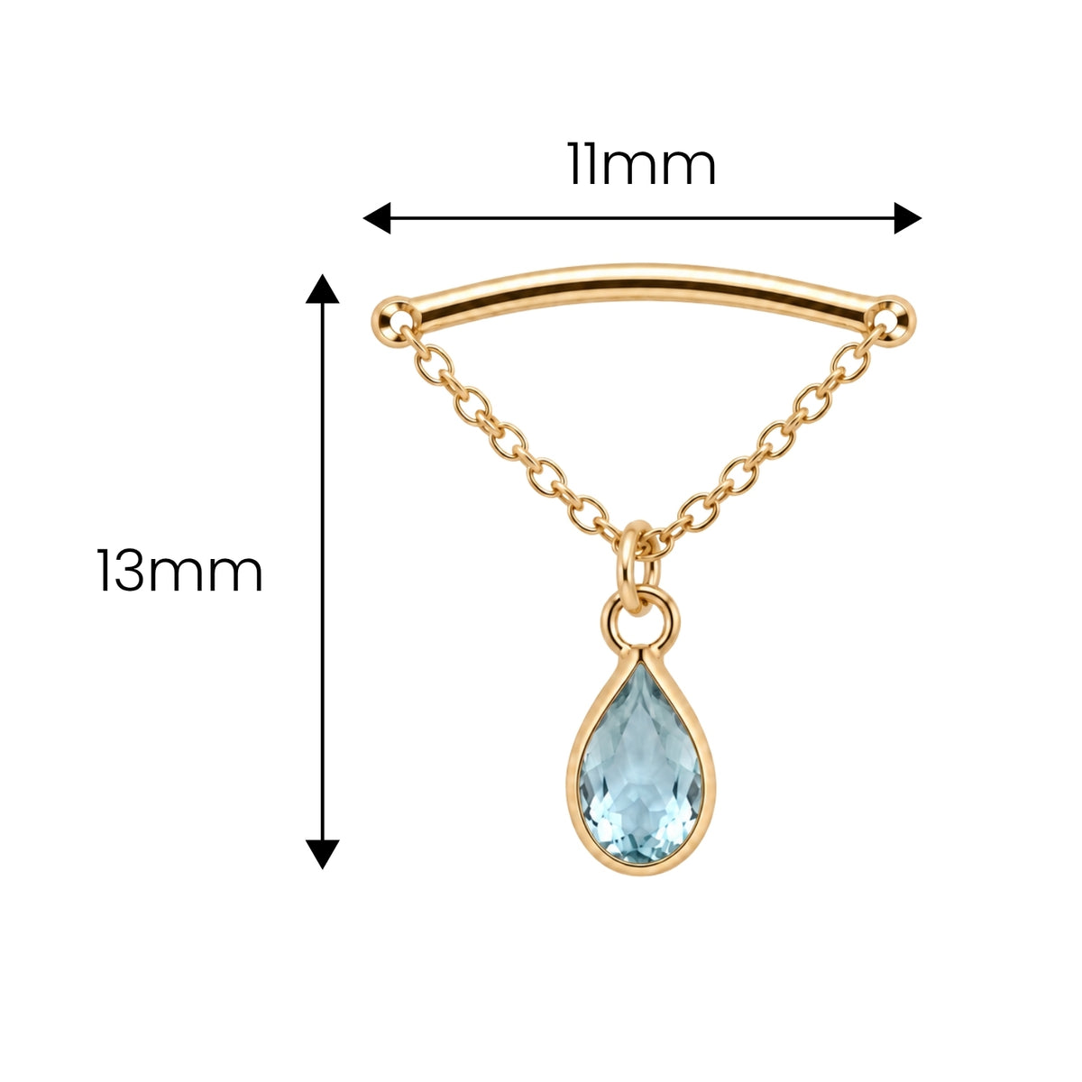 Teardrop Gemstone Floating Helix Earring