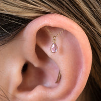 Teardrop Gemstone Floating Helix Earring