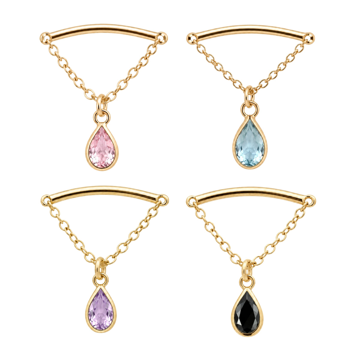 Teardrop Gemstone Floating Helix Earring