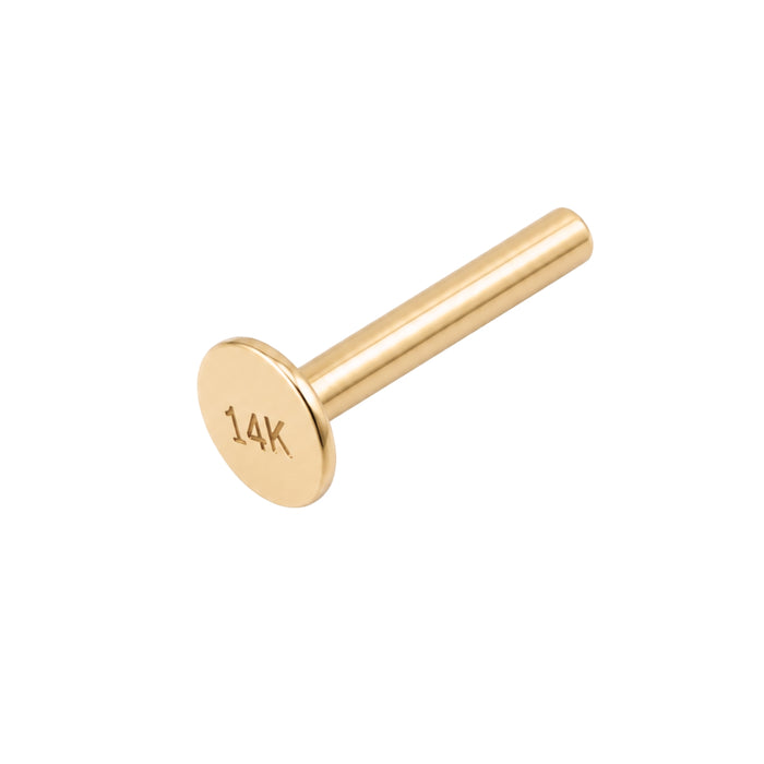 16 Gauge Threadless Flat Back 14k Barbell