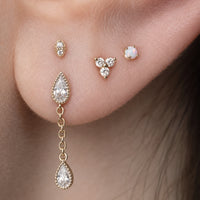 Tiny Claw-Set Opal Earring