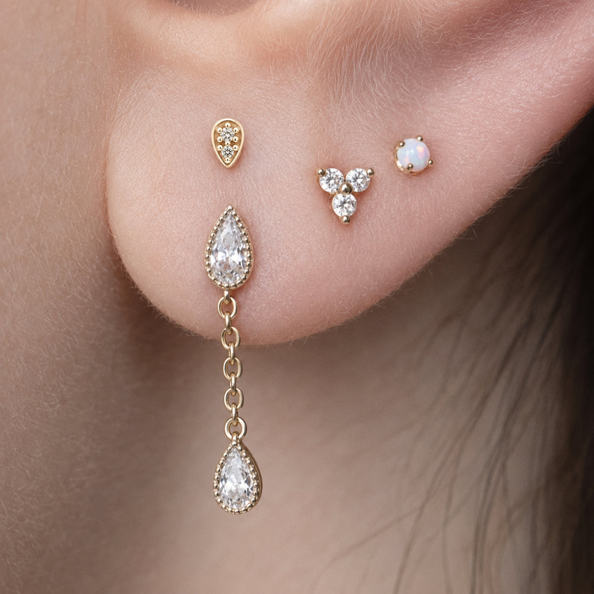 Tiny Crystal Droplet Earring