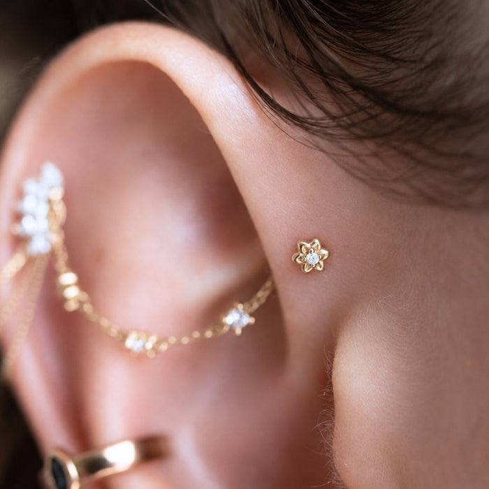 Tiny Crystal Flower Earring