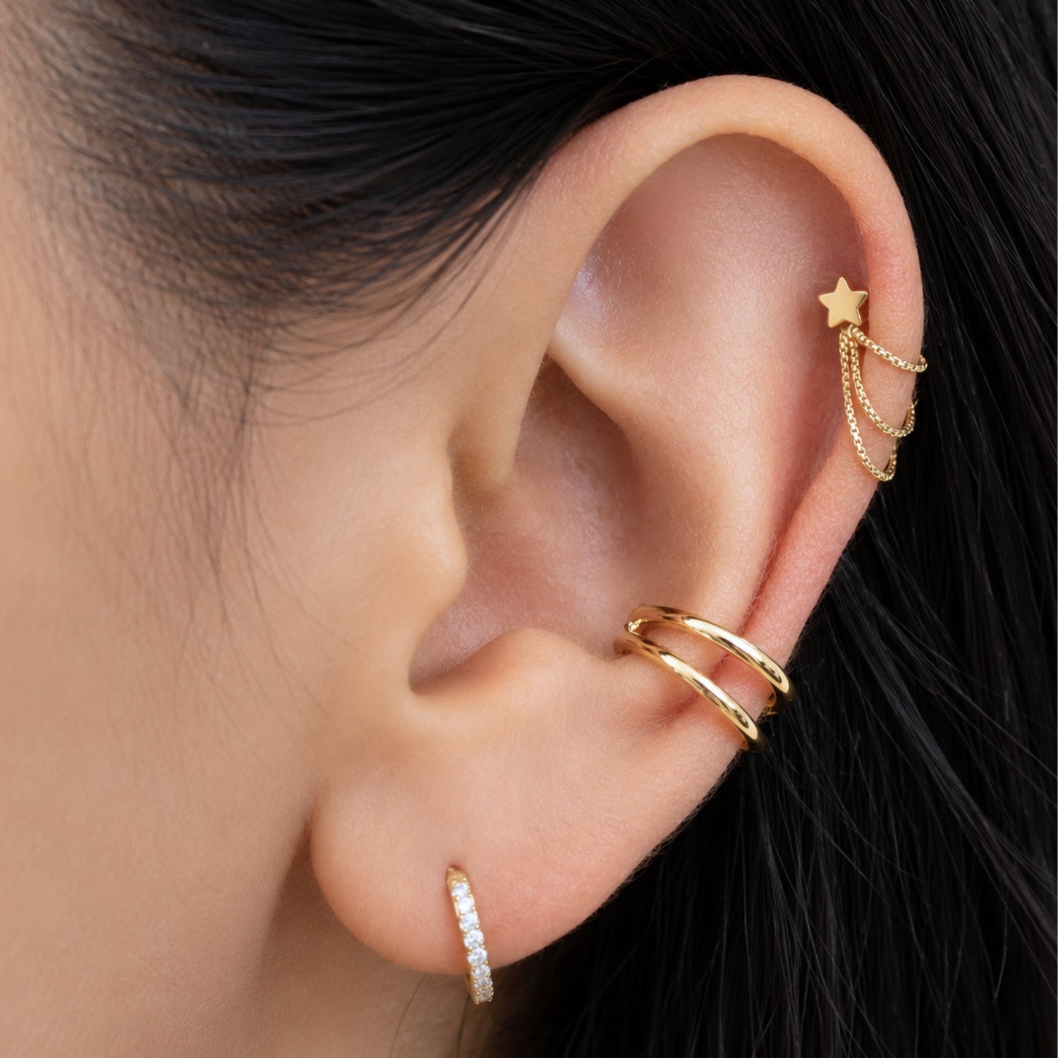 Short Triple Box Ear Chain – The Curated Lobe