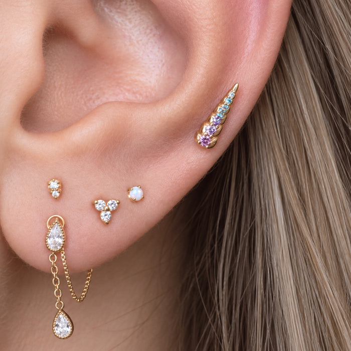 Rainbow Swarovski Crystal Unicorn Horn Earring