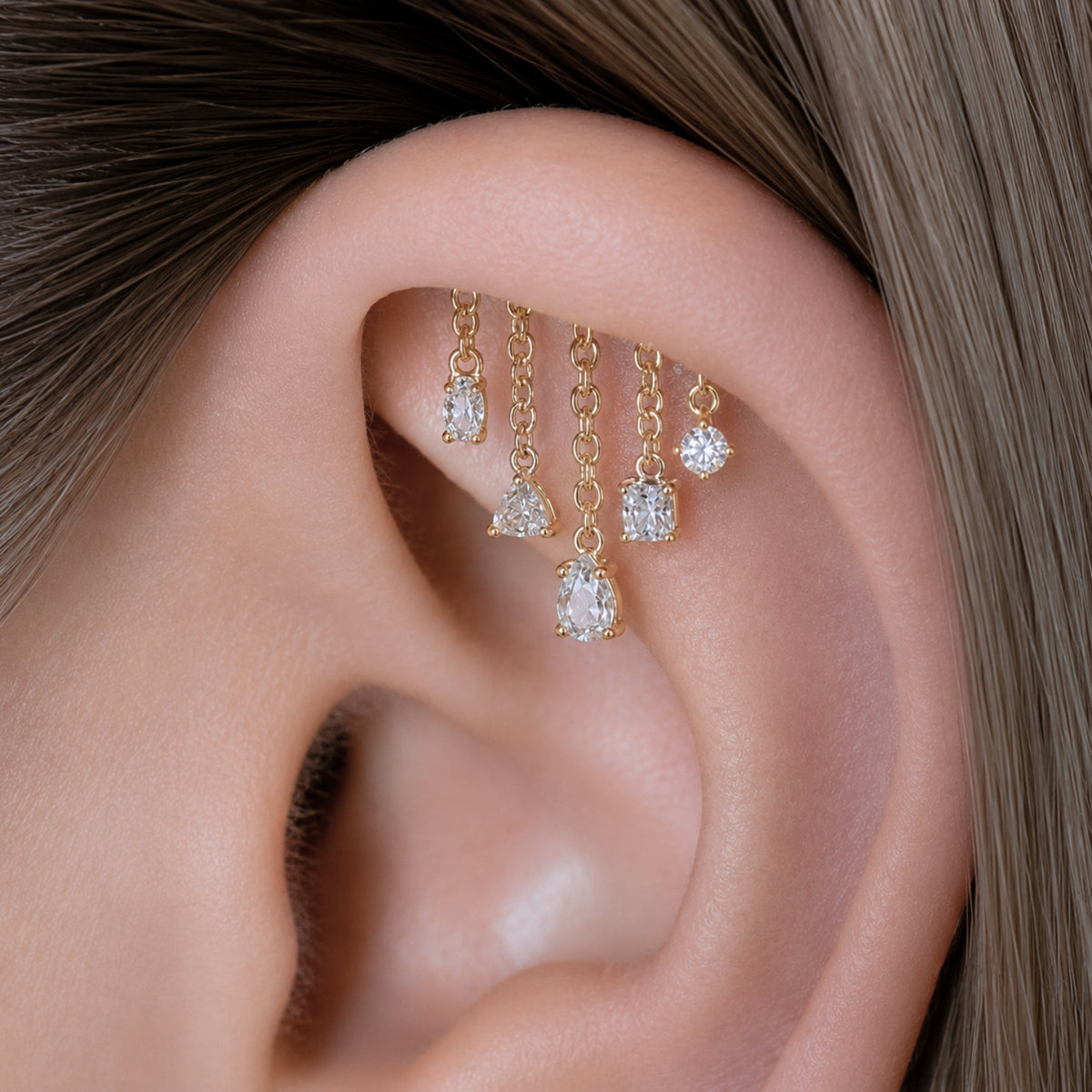 White Topaz Multi-Cut Chandelier Earring