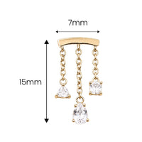 White Topaz Triple Chain Floating or Vertical Helix Earring