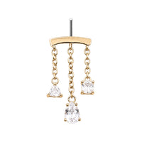 White Topaz Triple Chain Floating or Vertical Helix Earring