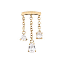 White Topaz Triple Chain Floating or Vertical Helix Earring