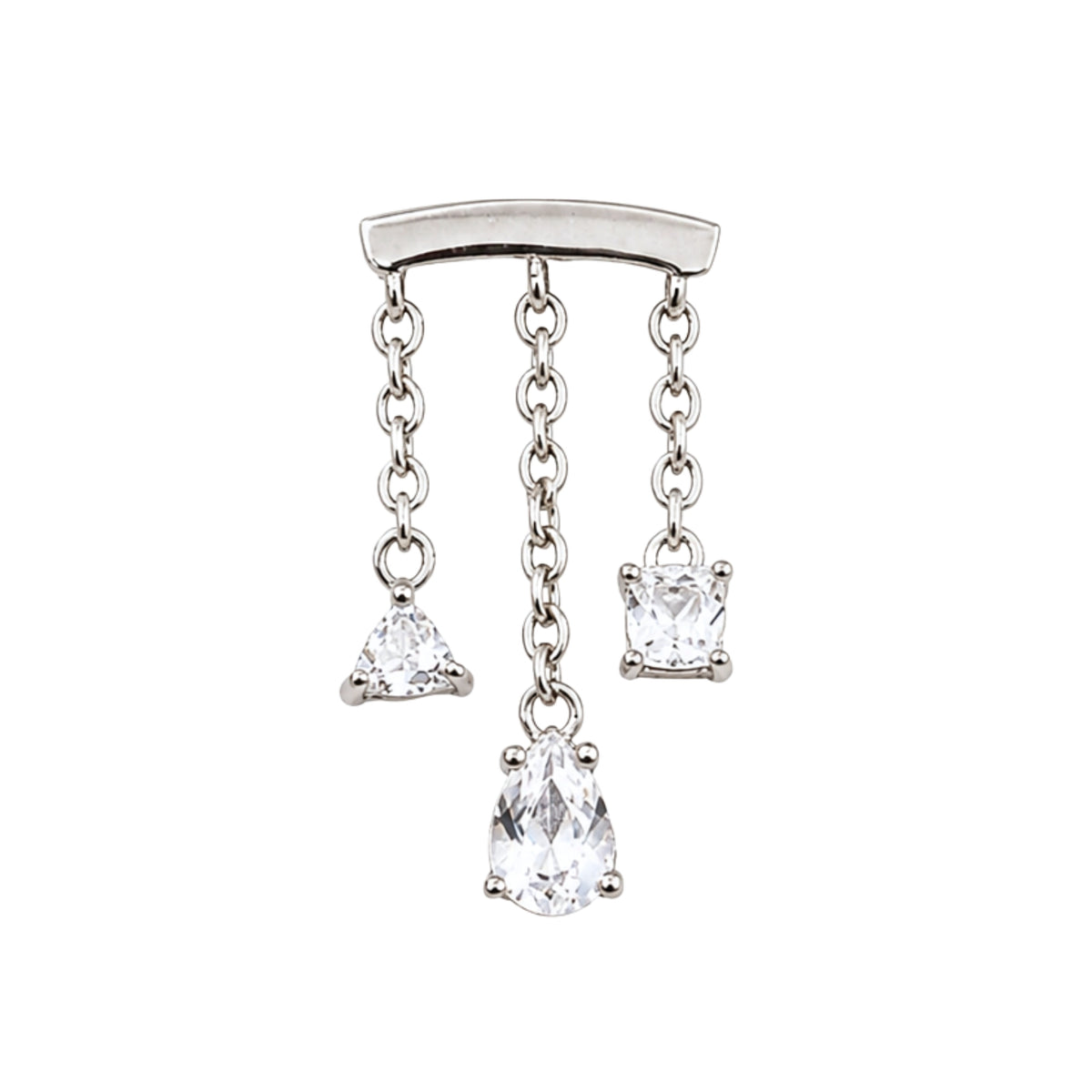 White Topaz Triple Chain Floating or Vertical Helix Earring