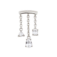 White Topaz Triple Chain Floating or Vertical Helix Earring