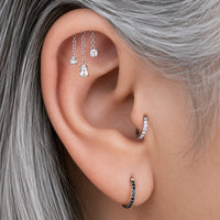 White Topaz Triple Chain Floating or Vertical Helix Earring