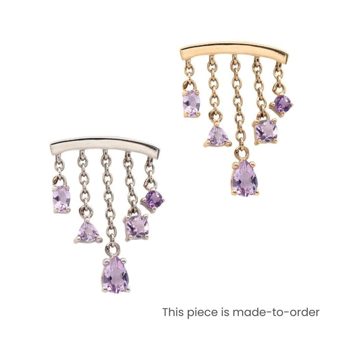 Yellow Gold Studs Amethyst Multi - Cut Chandelier Earring The Curated Lobe14k gold14k gold topamethyst