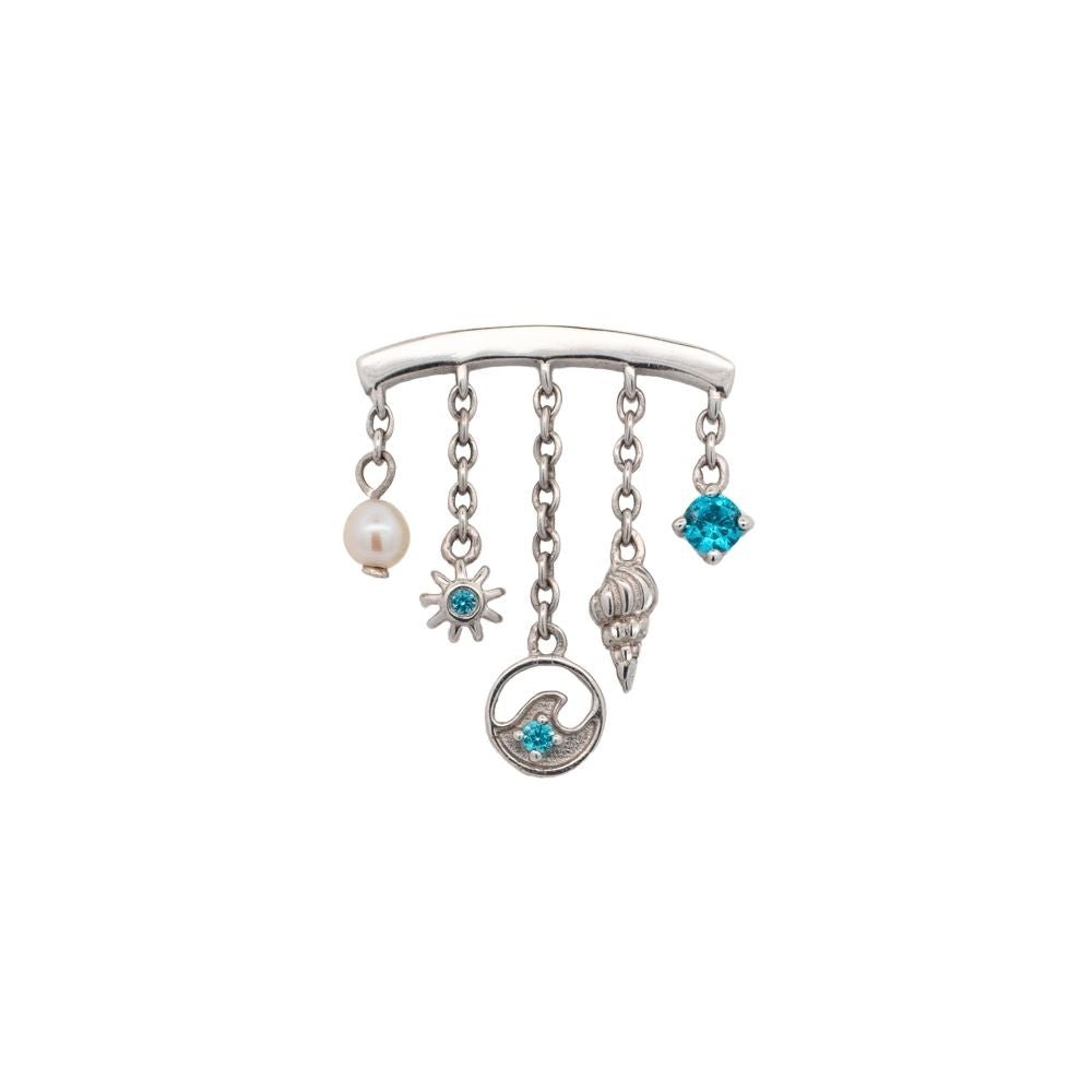 White Gold Studs Aquamarine and Pearl Ocean Earring The Curated Lobe14k gold14k gold topaquamarine