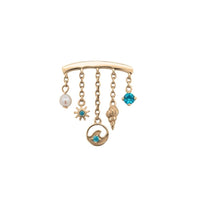 Yellow Gold Studs Aquamarine and Pearl Ocean Earring The Curated Lobe14k gold14k gold topaquamarine