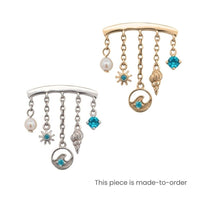 Yellow Gold Studs Aquamarine and Pearl Ocean Earring The Curated Lobe14k gold14k gold topaquamarine